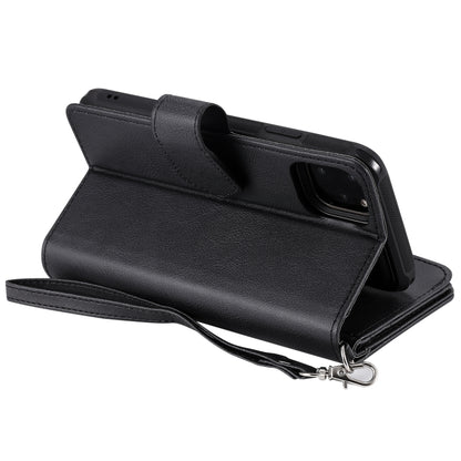 For iPhone 11 Pro Max 2 in 1 Solid Color Zipper Shockproof Protective Case with Card Slots & Bracket & Photo Holder & Wallet Function(Black) - iPhone 11 Pro Max Cases by buy2fix | Online Shopping UK | buy2fix