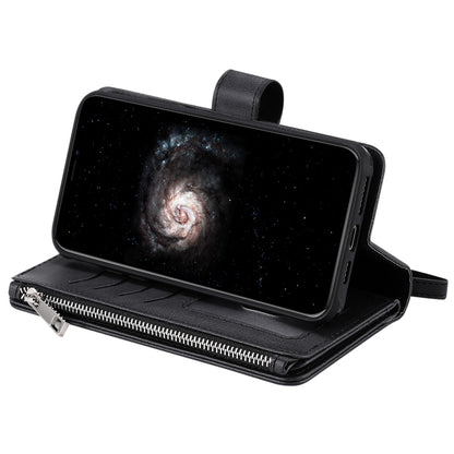 For iPhone 11 Pro Max 2 in 1 Solid Color Zipper Shockproof Protective Case with Card Slots & Bracket & Photo Holder & Wallet Function(Black) - iPhone 11 Pro Max Cases by buy2fix | Online Shopping UK | buy2fix