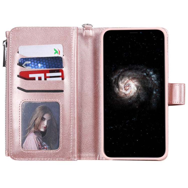 For iPhone 11 Pro Max 2 in 1 Solid Color Zipper Shockproof Protective Case with Card Slots & Bracket & Photo Holder & Wallet Function(Rose Gold) - iPhone 11 Pro Max Cases by buy2fix | Online Shopping UK | buy2fix