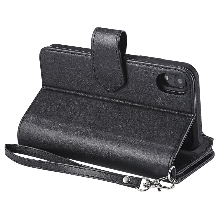 For iPhone XR 2 in 1 Solid Color Zipper Shockproof Protective Case with Card Slots & Bracket & Photo Holder & Wallet Function(Black) - More iPhone Cases by buy2fix | Online Shopping UK | buy2fix