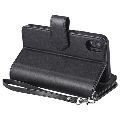 For iPhone XR 2 in 1 Solid Color Zipper Shockproof Protective Case with Card Slots & Bracket & Photo Holder & Wallet Function(Black) - More iPhone Cases by buy2fix | Online Shopping UK | buy2fix