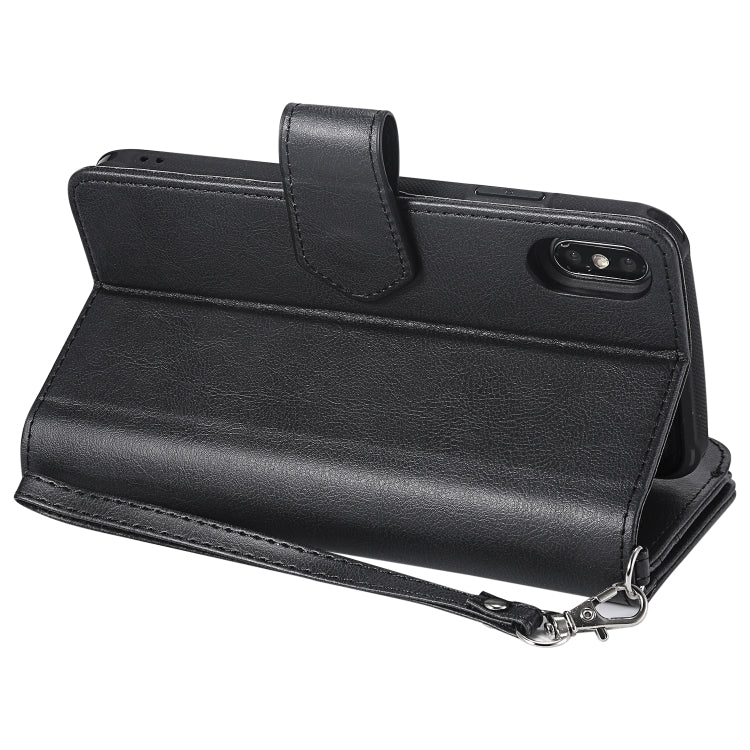 For iPhone XS Max 2 in 1 Solid Color Zipper Shockproof Protective Case with Card Slots & Bracket & Photo Holder & Wallet Function(Black) - More iPhone Cases by buy2fix | Online Shopping UK | buy2fix