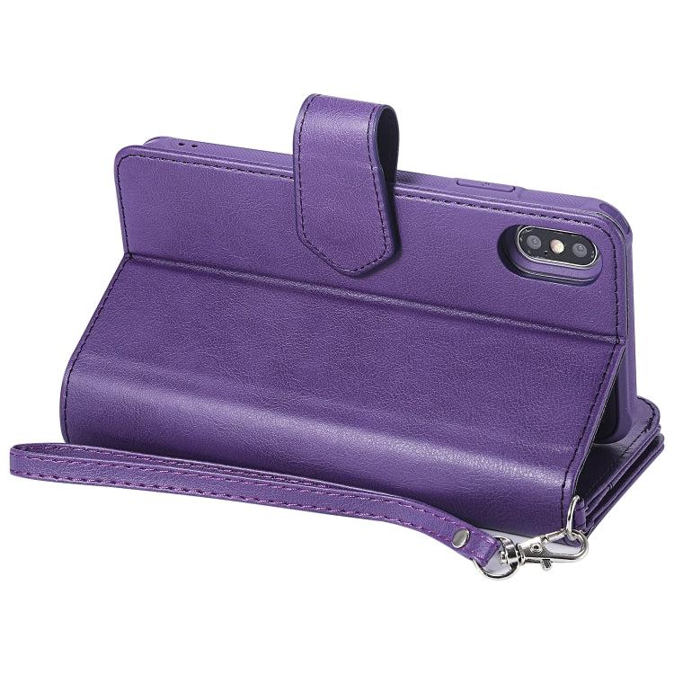 For iPhone XS Max 2 in 1 Solid Color Zipper Shockproof Protective Case with Card Slots & Bracket & Photo Holder & Wallet Function(Purple) - More iPhone Cases by buy2fix | Online Shopping UK | buy2fix