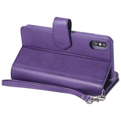 For iPhone XS Max 2 in 1 Solid Color Zipper Shockproof Protective Case with Card Slots & Bracket & Photo Holder & Wallet Function(Purple) - More iPhone Cases by buy2fix | Online Shopping UK | buy2fix