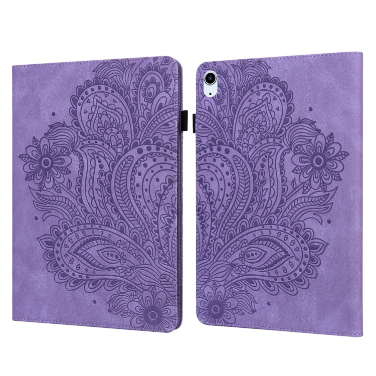 For iPad 2025 / 2022 Peacock Embossed Pattern Leather Tablet Case(Purple) - iPad 2025 / 2022 Cases by buy2fix | Online Shopping UK | buy2fix