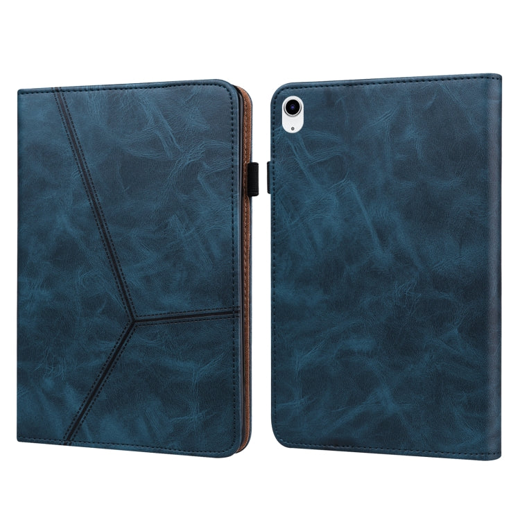 For iPad 2025 / 2022 Solid Color Embossed Striped Leather Tablet Case(Blue) - iPad 2025 / 2022 Cases by buy2fix | Online Shopping UK | buy2fix