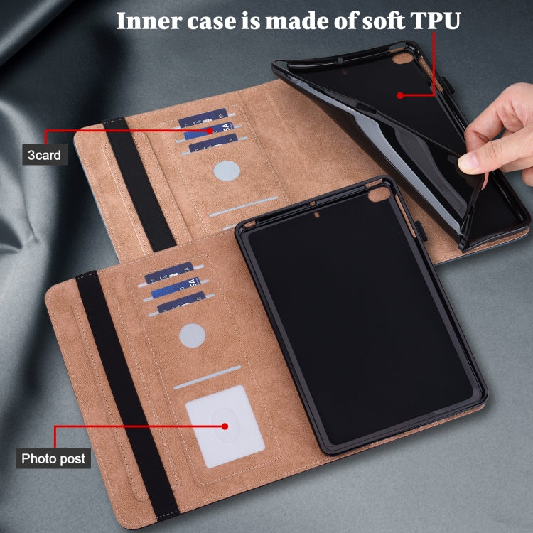 For iPad 2025 / 2022 Solid Color Embossed Striped Leather Tablet Case(Blue) - iPad 2025 / 2022 Cases by buy2fix | Online Shopping UK | buy2fix
