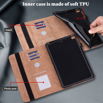 For iPad 2025 / 2022 Solid Color Embossed Striped Leather Tablet Case(Blue) - iPad 2025 / 2022 Cases by buy2fix | Online Shopping UK | buy2fix