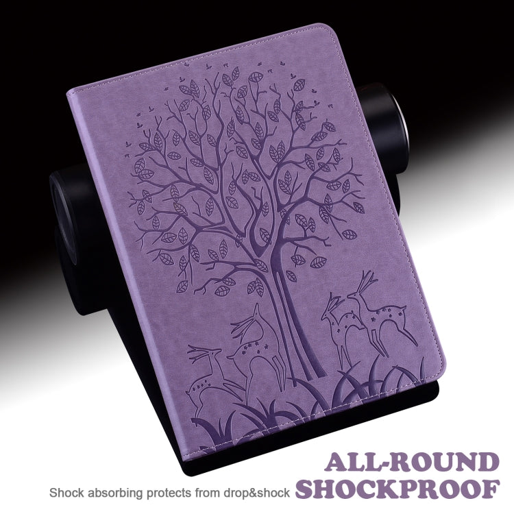 For iPad 2025 / 2022 Tree & Deer Embossed Leather Tablet Case(Purple) - iPad 2025 / 2022 Cases by buy2fix | Online Shopping UK | buy2fix