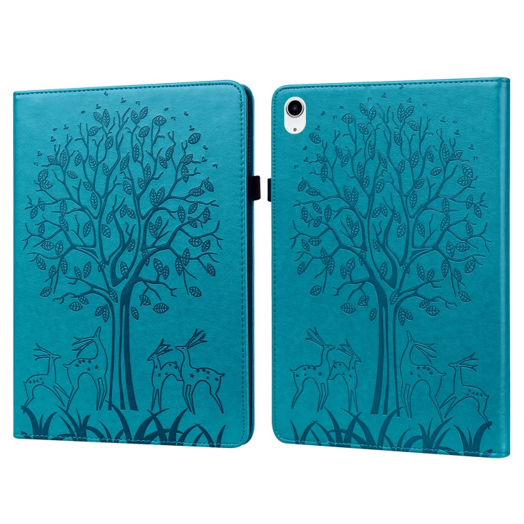 For iPad 2025 / 2022 Tree & Deer Embossed Leather Tablet Case(Blue) - iPad 2025 / 2022 Cases by buy2fix | Online Shopping UK | buy2fix