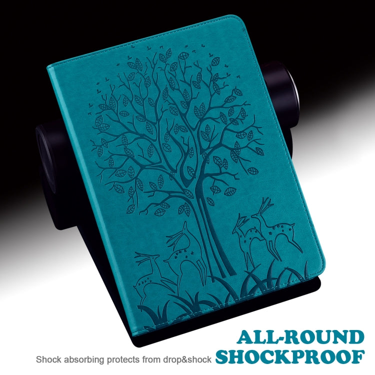 For iPad 2025 / 2022 Tree & Deer Embossed Leather Tablet Case(Blue) - iPad 2025 / 2022 Cases by buy2fix | Online Shopping UK | buy2fix