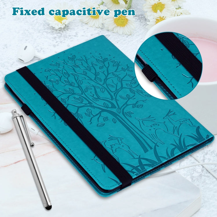 For iPad 2025 / 2022 Tree & Deer Embossed Leather Tablet Case(Blue) - iPad 2025 / 2022 Cases by buy2fix | Online Shopping UK | buy2fix