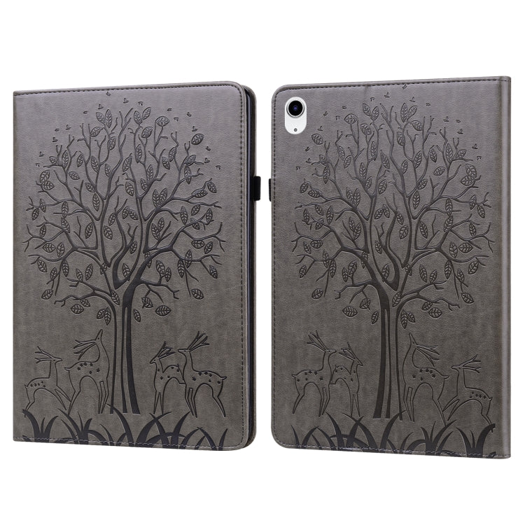 For iPad 2025 / 2022 Tree & Deer Embossed Leather Tablet Case(Grey) - iPad 2025 / 2022 Cases by buy2fix | Online Shopping UK | buy2fix