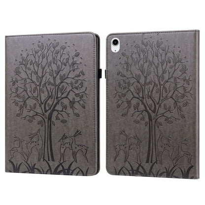 For iPad 2025 / 2022 Tree & Deer Embossed Leather Tablet Case(Grey) - iPad 2025 / 2022 Cases by buy2fix | Online Shopping UK | buy2fix