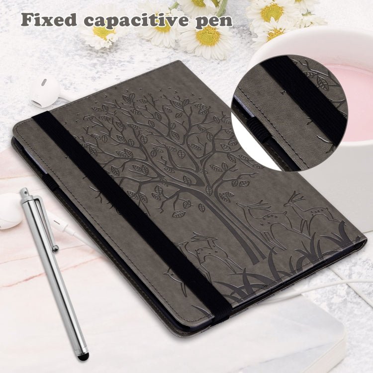 For iPad 2025 / 2022 Tree & Deer Embossed Leather Tablet Case(Grey) - iPad 2025 / 2022 Cases by buy2fix | Online Shopping UK | buy2fix