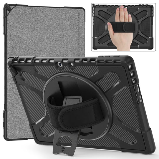 For MicroSoft Surface Pro 9 / 10 / 11 Rotatable Kickstand Grip Shockproof Tablet Case(Black)