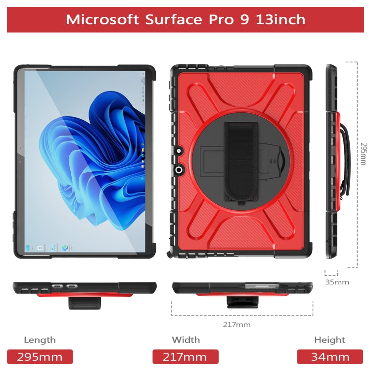 For MicroSoft Surface Pro 9 / 10 / 11 Rotatable Kickstand Grip Shockproof Tablet Case(Red) - Others by buy2fix | Online Shopping UK | buy2fix