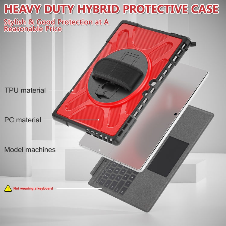 For MicroSoft Surface Pro 9 / 10 / 11 Rotatable Kickstand Grip Shockproof Tablet Case(Red) - Others by buy2fix | Online Shopping UK | buy2fix