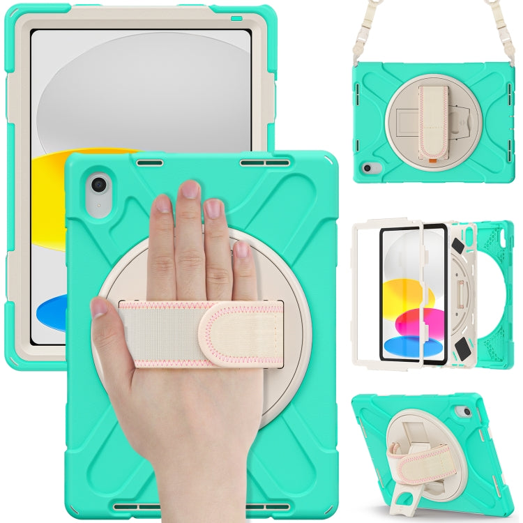 For iPad 2025 / 2022 Rotatable Kickstand Grip Heavy Duty Hard Rugged Tablet Case(Mint Green) - iPad 2025 / 2022 Cases by buy2fix | Online Shopping UK | buy2fix