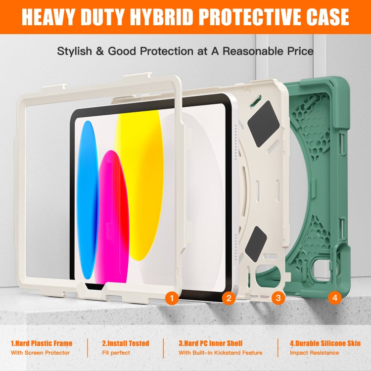 For iPad 2025 / 2022 Rotatable Kickstand Grip Heavy Duty Hard Rugged Tablet Case(Emerald Green) - iPad 2025 / 2022 Cases by buy2fix | Online Shopping UK | buy2fix