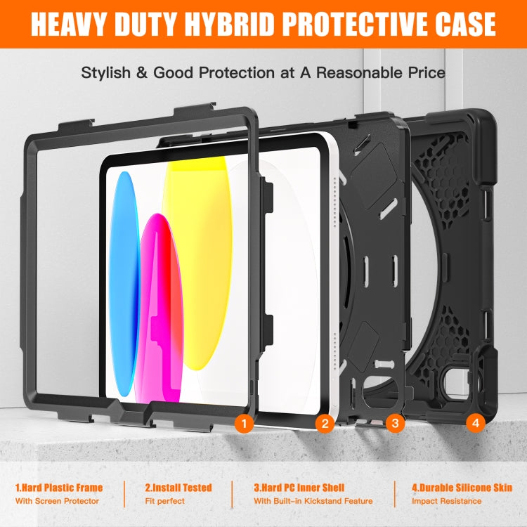 For iPad 2025 / 2022 Rotatable Kickstand Grip Heavy Duty Hard Rugged Tablet Case(Black) - iPad 2025 / 2022 Cases by buy2fix | Online Shopping UK | buy2fix