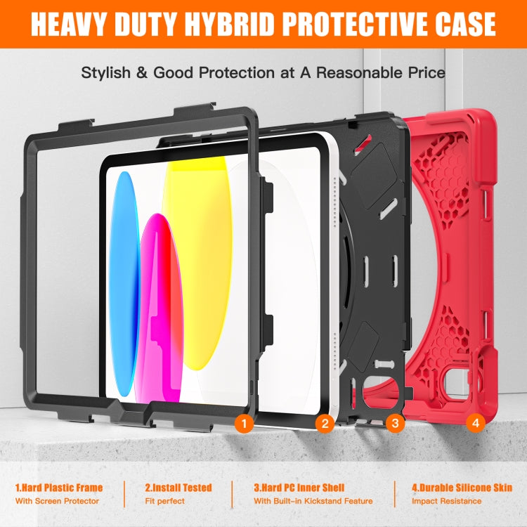 For iPad 2025 / 2022 Rotatable Kickstand Grip Heavy Duty Hard Rugged Tablet Case(Red) - iPad 2025 / 2022 Cases by buy2fix | Online Shopping UK | buy2fix