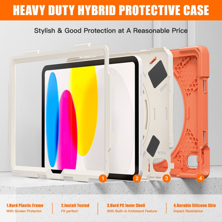 For iPad 2025 / 2022 Rotatable Kickstand Grip Heavy Duty Hard Rugged Tablet Case(Coral Orange) - iPad 2025 / 2022 Cases by buy2fix | Online Shopping UK | buy2fix