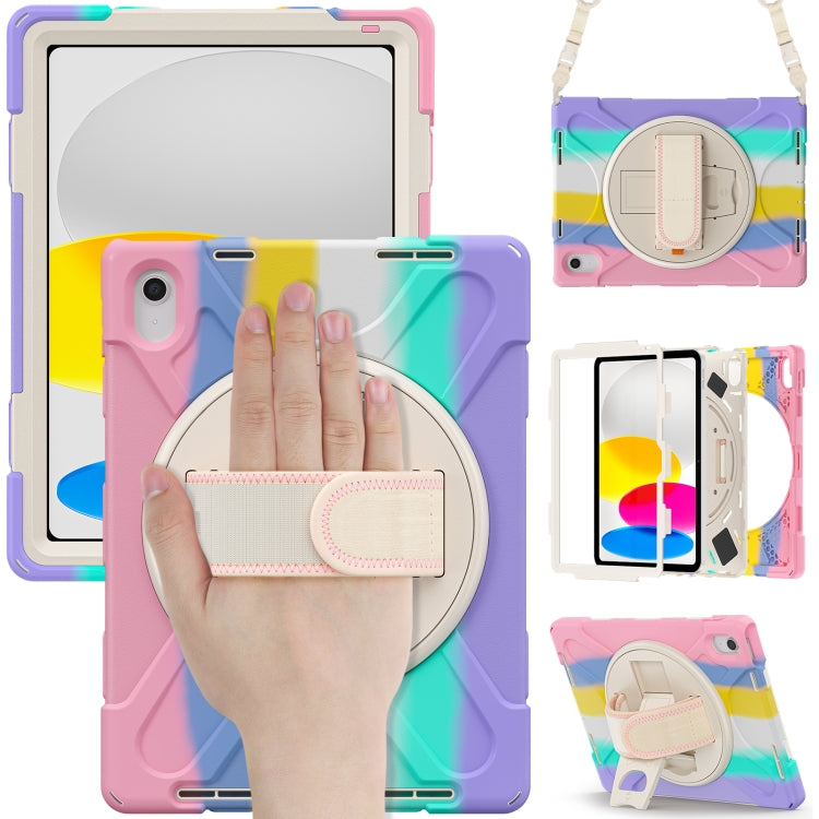 For iPad 2025 / 2022 Rotatable Kickstand Grip Heavy Duty Hard Rugged Tablet Case(Colorful Pink) - iPad 2025 / 2022 Cases by buy2fix | Online Shopping UK | buy2fix