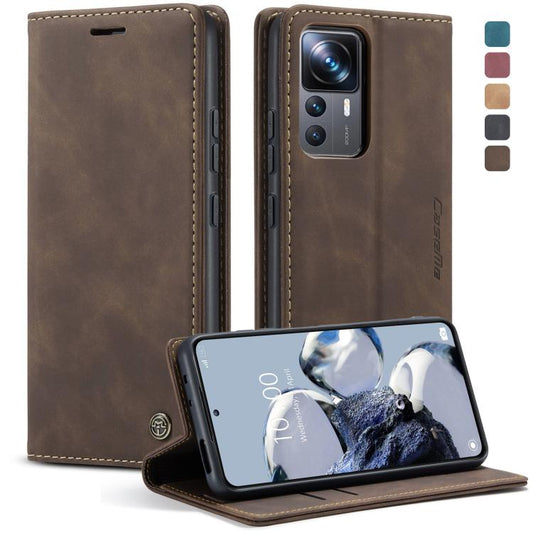 For Xiaomi 12T / 12T Pro CaseMe 013 Multifunctional Horizontal Flip Leather Phone Case(Coffee) by CaseMe