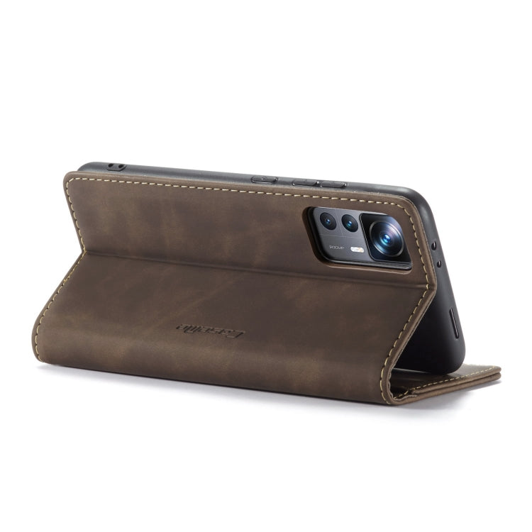 For Xiaomi 12T / 12T Pro CaseMe 013 Multifunctional Horizontal Flip Leather Phone Case(Coffee) by CaseMe