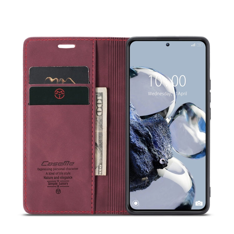 For Xiaomi 12T / 12T Pro CaseMe 013 Multifunctional Horizontal Flip Leather Phone Case(Wine Red) by CaseMe
