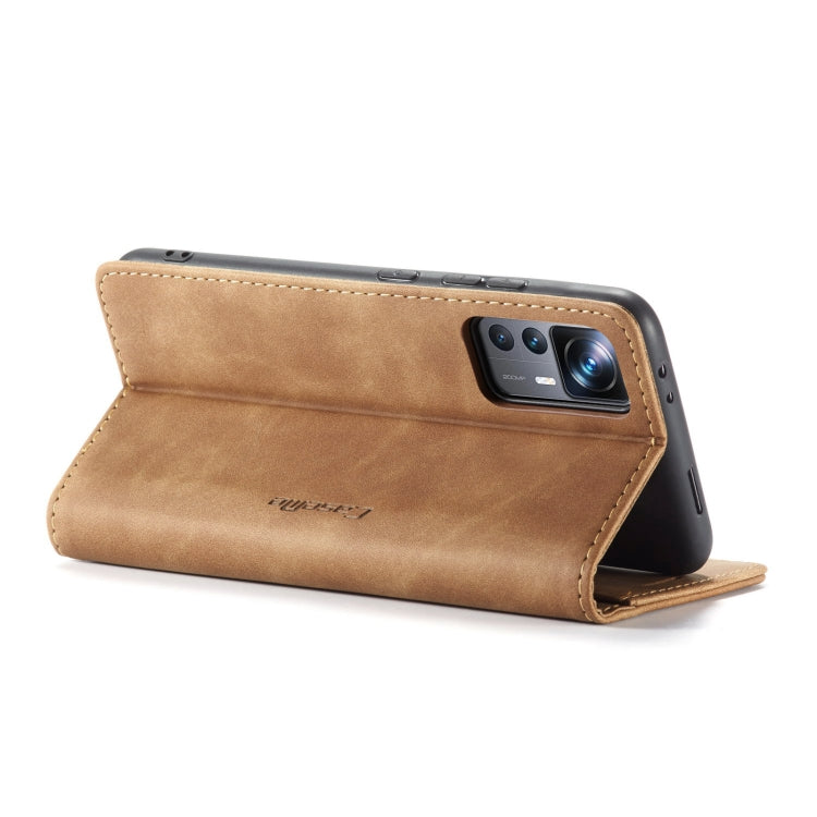 For Xiaomi 12T / 12T Pro CaseMe 013 Multifunctional Horizontal Flip Leather Phone Case(Brown) - Xiaomi Cases by CaseMe | Online Shopping UK | buy2fix