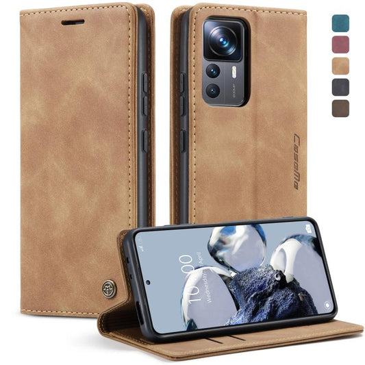 For Xiaomi 12T / 12T Pro CaseMe 013 Multifunctional Horizontal Flip Leather Phone Case(Brown) by CaseMe