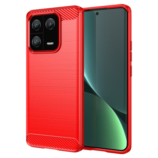 For Xiaomi 13 Pro Brushed Texture Carbon Fiber TPU Phone Case(Red)