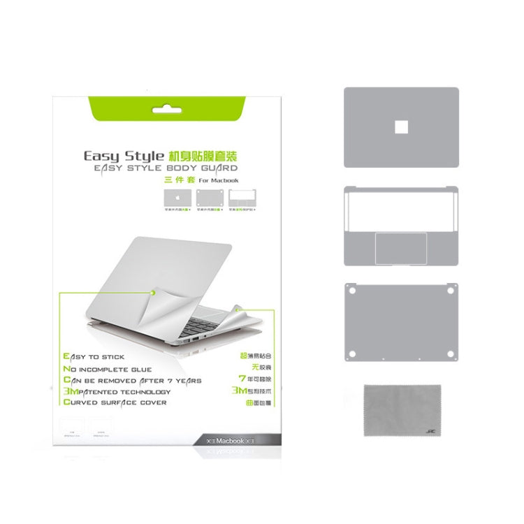 For MacBook Pro 13.3 inch A1708 (2016) (without Touch Bar) 4 in 1 Upper Cover Film + Bottom Cover Film + Full-support Film + Touchpad Film Laptop Body Protective Film Sticker(Apple Silver) - Protector Sticker by buy2fix | Online Shopping UK | buy2fix