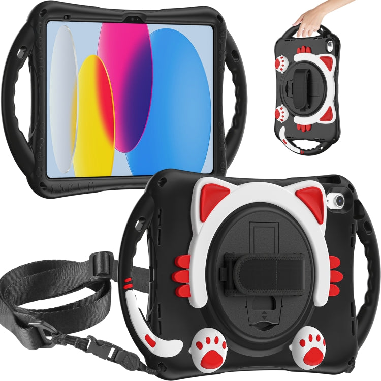 For iPad 2025 / 2022 Cute Cat King Kids Shockproof Silicone Tablet Case(Black Red) - iPad 2025 / 2022 Cases by buy2fix | Online Shopping UK | buy2fix