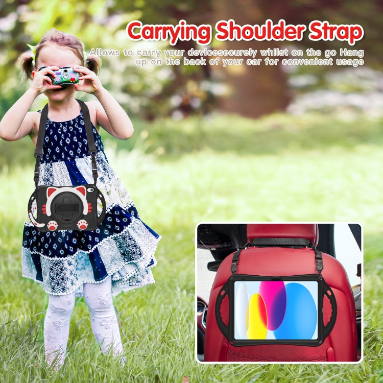 For iPad 2025 / 2022 Cute Cat King Kids Shockproof Silicone Tablet Case(Black Red) - iPad 2025 / 2022 Cases by buy2fix | Online Shopping UK | buy2fix