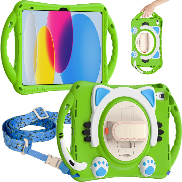 For iPad 2025 / 2022 Cute Cat King Kids Shockproof Silicone Tablet Case(Green) - iPad 2025 / 2022 Cases by buy2fix | Online Shopping UK | buy2fix