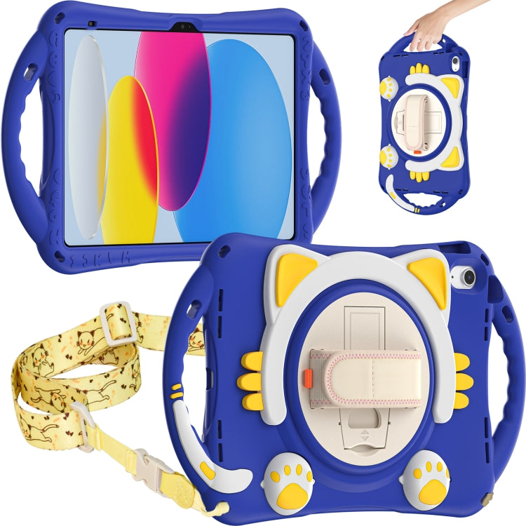 For iPad 2025 / 2022 Cute Cat King Kids Shockproof Silicone Tablet Case(Dark Blue) - iPad 2025 / 2022 Cases by buy2fix | Online Shopping UK | buy2fix