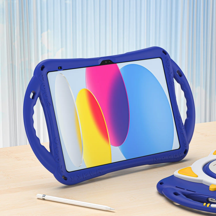 For iPad 2025 / 2022 Cute Cat King Kids Shockproof Silicone Tablet Case(Dark Blue) - iPad 2025 / 2022 Cases by buy2fix | Online Shopping UK | buy2fix