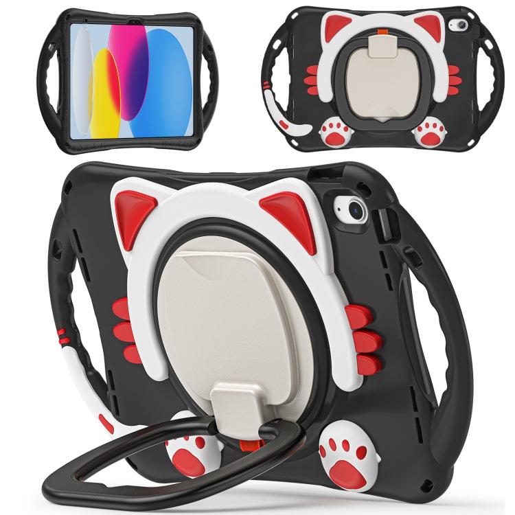 For iPad 2025 / 2022 Cute Cat King Kids Shockproof Silicone Tablet Case(Black Red) - iPad 2025 / 2022 Cases by buy2fix | Online Shopping UK | buy2fix