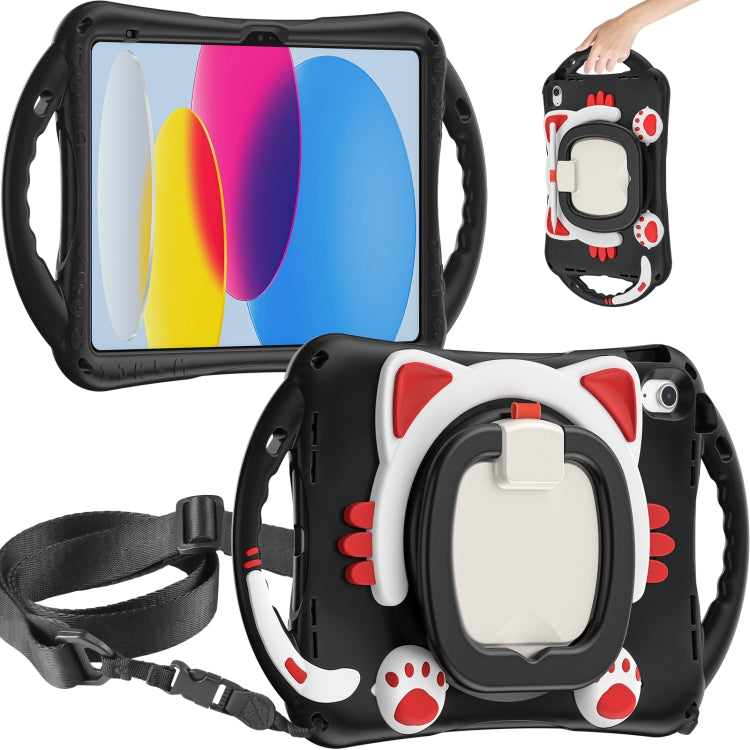 For iPad 2025 / 2022 Cute Cat King Kids Shockproof Silicone Tablet Case(Black Red) - iPad 2025 / 2022 Cases by buy2fix | Online Shopping UK | buy2fix
