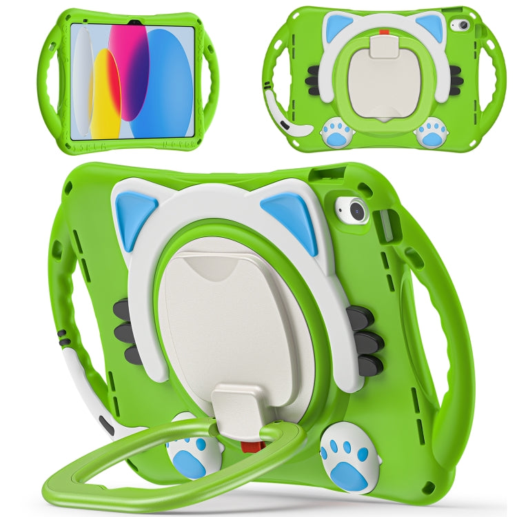 For iPad 2025 / 2022 Cute Cat King Kids Shockproof Silicone Tablet Case(Green) - iPad 2025 / 2022 Cases by buy2fix | Online Shopping UK | buy2fix