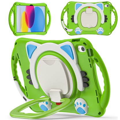 For iPad 2025 / 2022 Cute Cat King Kids Shockproof Silicone Tablet Case(Green) - iPad 2025 / 2022 Cases by buy2fix | Online Shopping UK | buy2fix