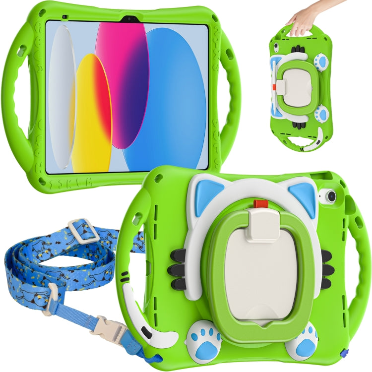 For iPad 2025 / 2022 Cute Cat King Kids Shockproof Silicone Tablet Case(Green) - iPad 2025 / 2022 Cases by buy2fix | Online Shopping UK | buy2fix