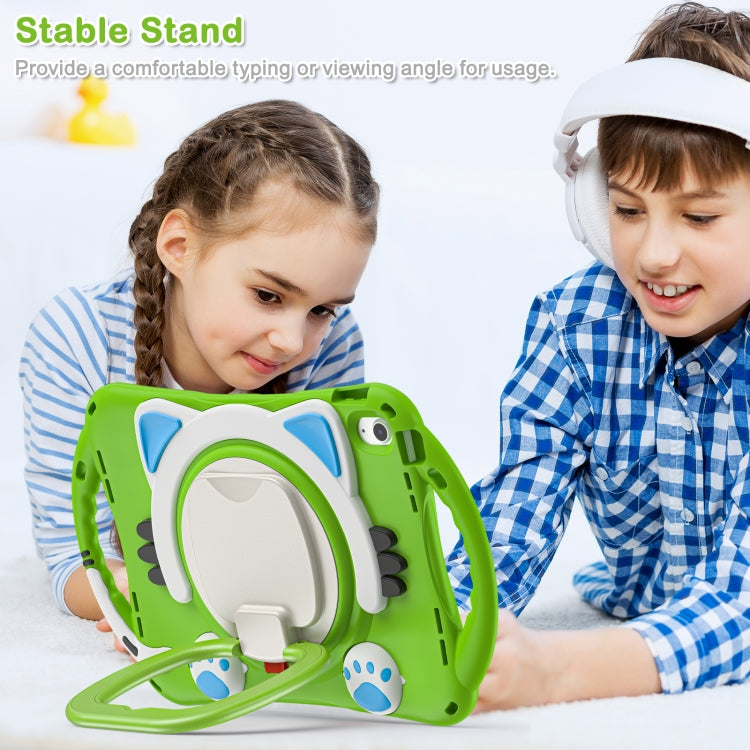 For iPad 2025 / 2022 Cute Cat King Kids Shockproof Silicone Tablet Case(Green) - iPad 2025 / 2022 Cases by buy2fix | Online Shopping UK | buy2fix