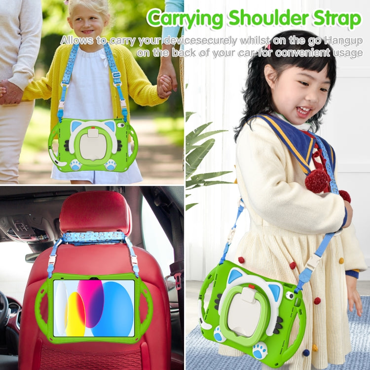 For iPad 2025 / 2022 Cute Cat King Kids Shockproof Silicone Tablet Case(Green) - iPad 2025 / 2022 Cases by buy2fix | Online Shopping UK | buy2fix