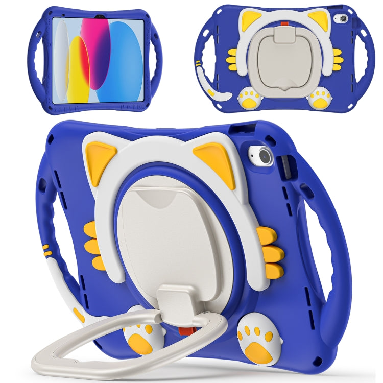 For iPad 2025 / 2022 Cute Cat King Kids Shockproof Silicone Tablet Case(Dark Blue) - iPad 2025 / 2022 Cases by buy2fix | Online Shopping UK | buy2fix