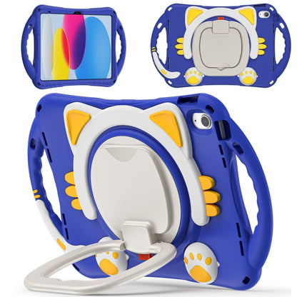 For iPad 2025 / 2022 Cute Cat King Kids Shockproof Silicone Tablet Case(Dark Blue) - iPad 2025 / 2022 Cases by buy2fix | Online Shopping UK | buy2fix