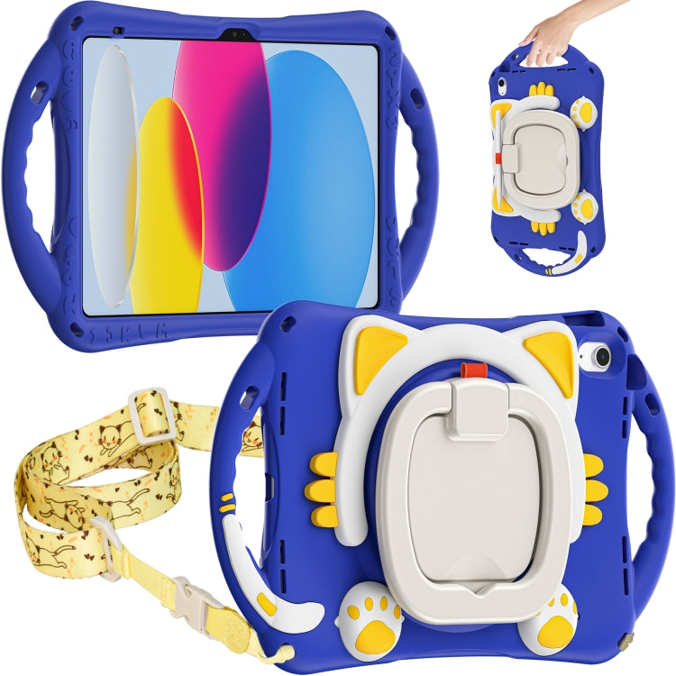 For iPad 2025 / 2022 Cute Cat King Kids Shockproof Silicone Tablet Case(Dark Blue) - iPad 2025 / 2022 Cases by buy2fix | Online Shopping UK | buy2fix